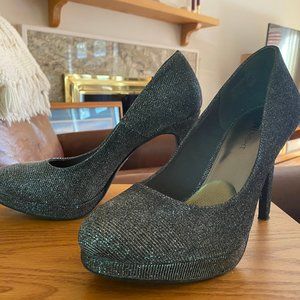 Fioni Night Black Sparkly Pointed Heels